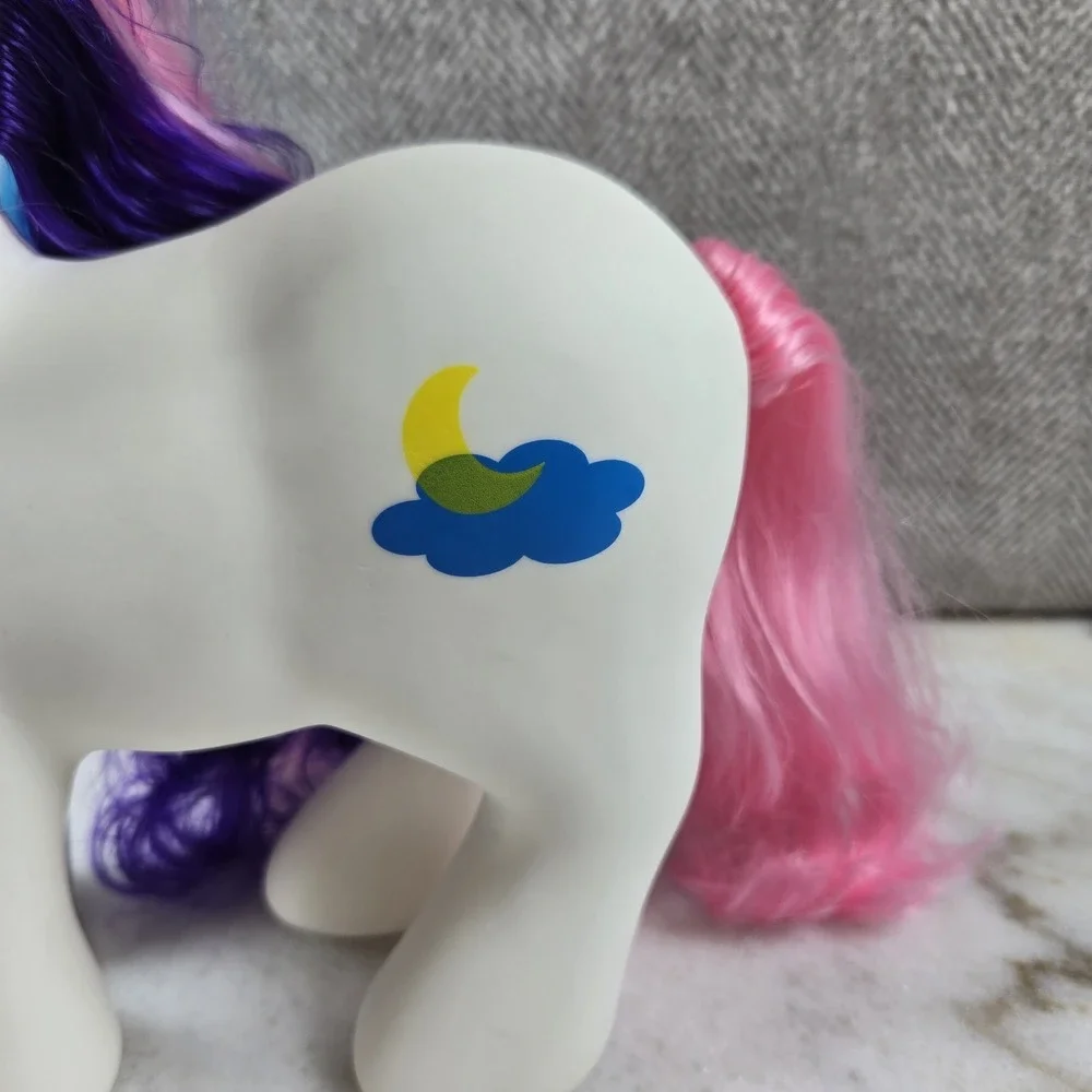Vintage Gi-Go‎ Jumbo White Unicorn Pony Toy Blue Horn Moon & Cloud MLP 'Fakie'